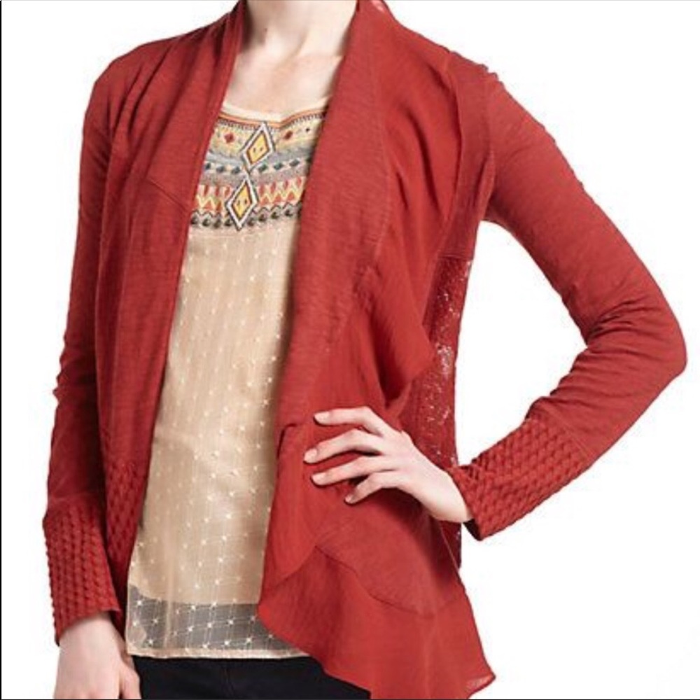 Anthro Meadow Rue Asymmetrical Ruffle Cardigan